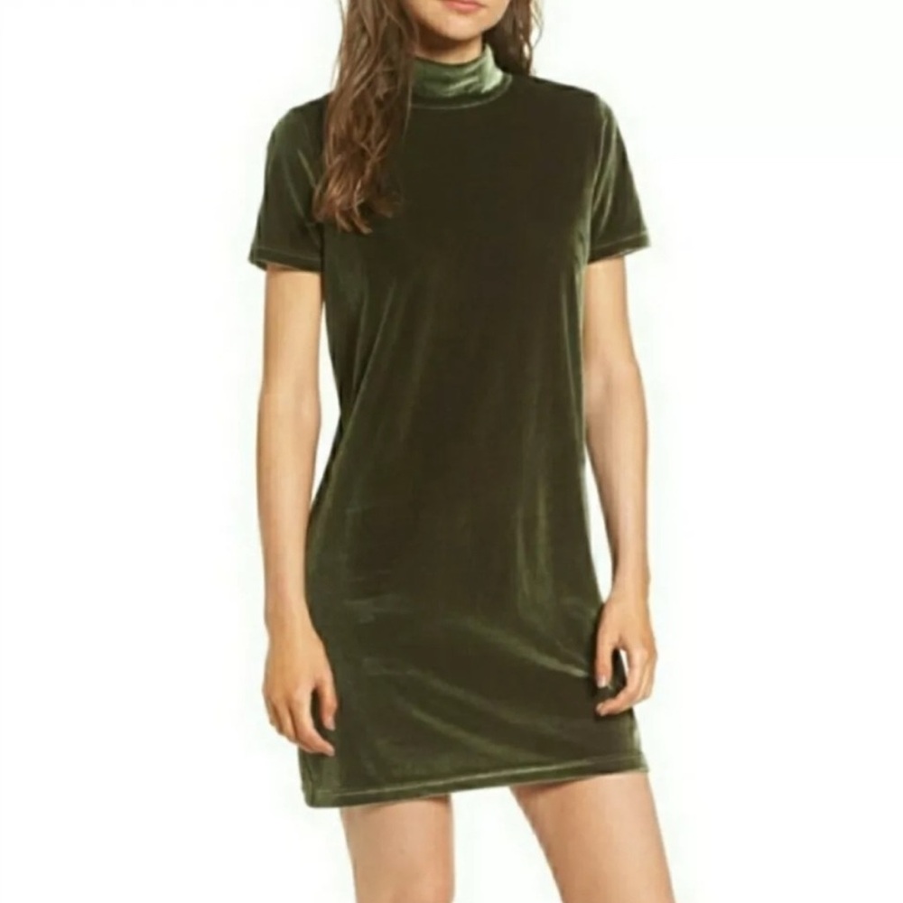 Madewell olive green velvet dress - small